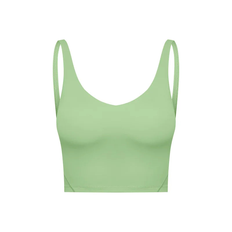 V Neck Built-in Bra Sports Yoga Top Slim-fit Vest with Quick Dry Casual Fitness Workout for Women Tank Top Wear