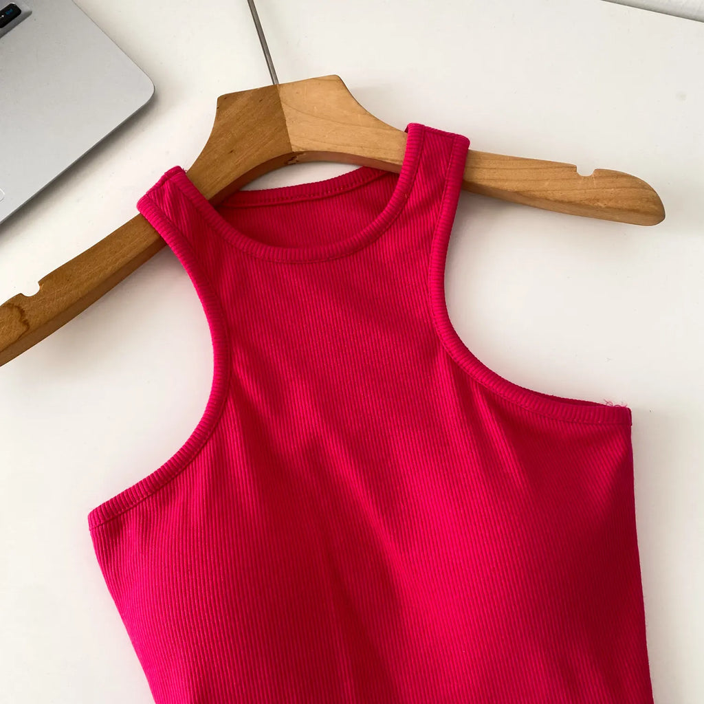 SINGREINY Candy Colors Hotsweet Top Women Bodycon Solid Spicy Girl Ins Tank Top Summer Sleeveless Versatile Basics Sexy Camisole