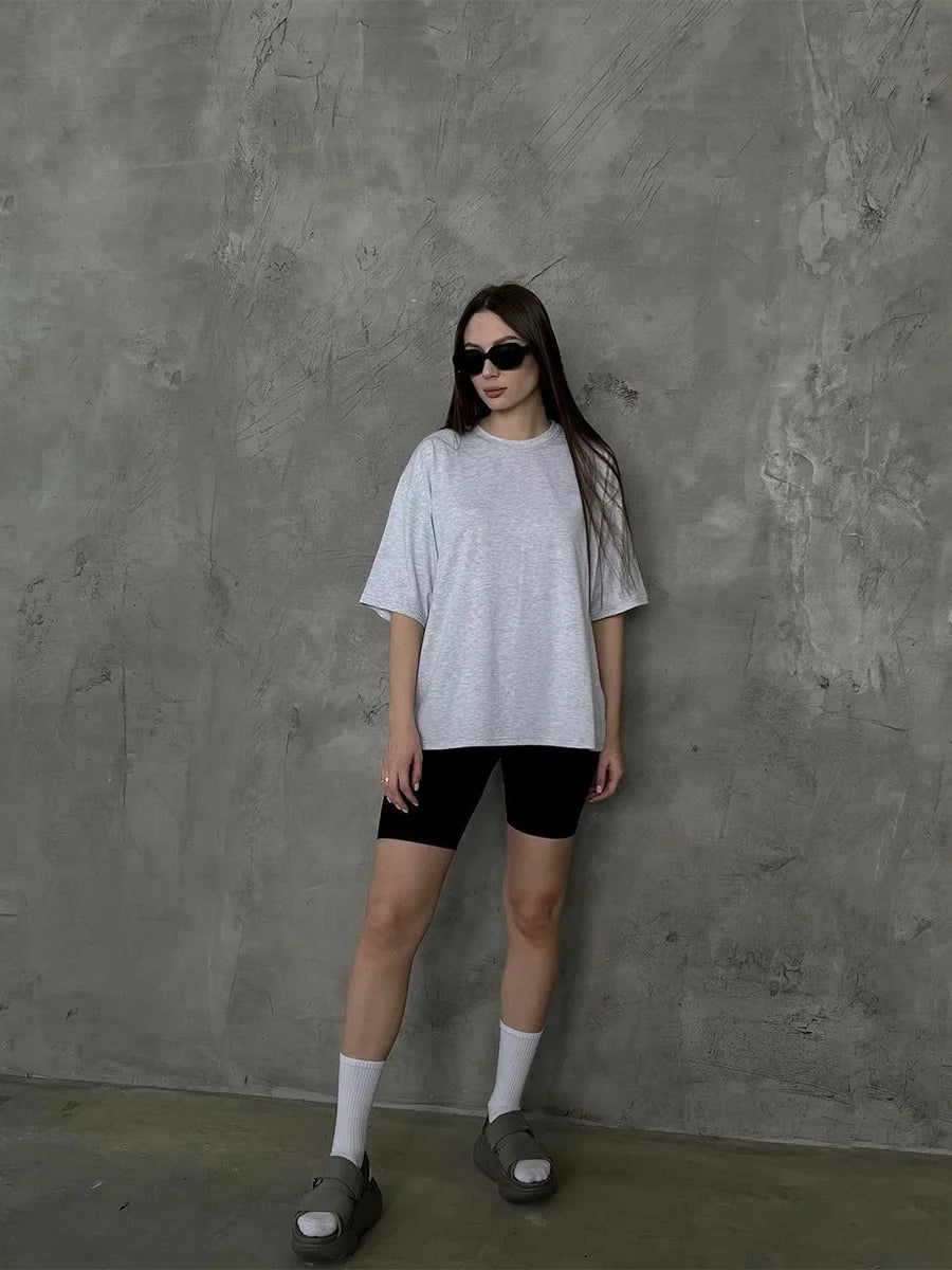 Hirsionsan 100% Cotton T Shirt Women 2024 Summer New  Basic Elegant Tee Casual Loose Tshirt Chic O Neck Female Couple Tops M-3XL