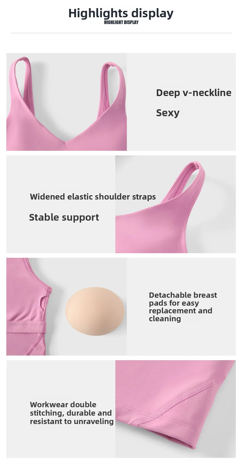 V Neck Built-in Bra Sports Yoga Top Slim-fit Vest with Quick Dry Casual Fitness Workout for Women Tank Top Wear