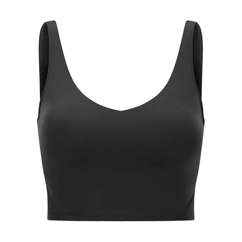 V Neck Built-in Bra Sports Yoga Top Slim-fit Vest with Quick Dry Casual Fitness Workout for Women Tank Top Wear