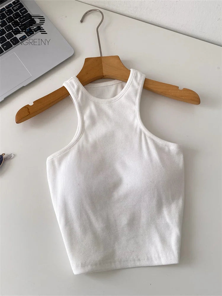 SINGREINY Candy Colors Hotsweet Top Women Bodycon Solid Spicy Girl Ins Tank Top Summer Sleeveless Versatile Basics Sexy Camisole