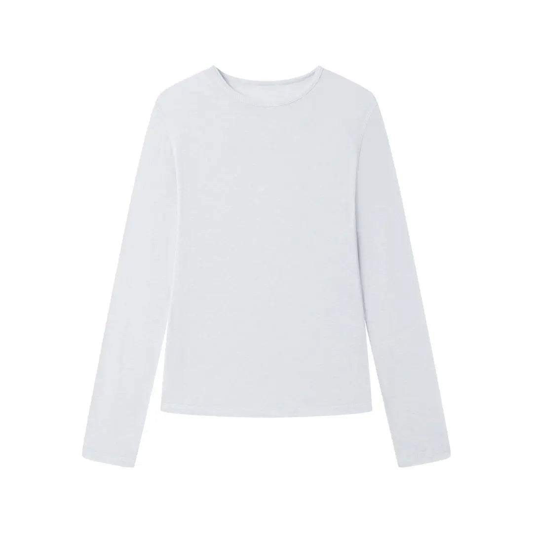2026 Women Long Sleeve Thin T Shirts O-Neck Model Wool Slik Blending Tees Summer Pink Tops For Women Clothes