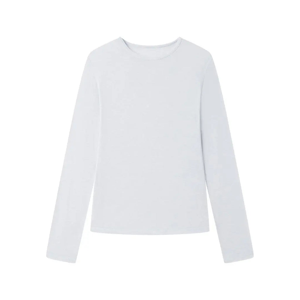 2026 Women Long Sleeve Thin T Shirts O-Neck Model Wool Slik Blending Tees Summer Pink Tops For Women Clothes