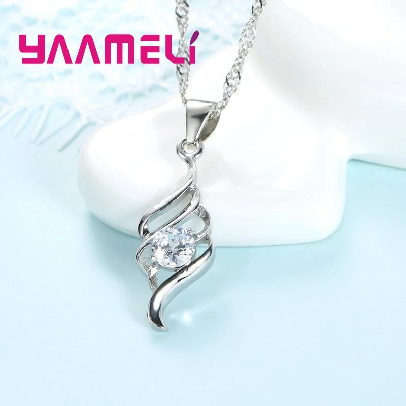 Jewelry Sets For Women Charms 925 Sterling Silver Color Pendant Necklace Hoop Earring Fashion Classic Collares Wedding Gift