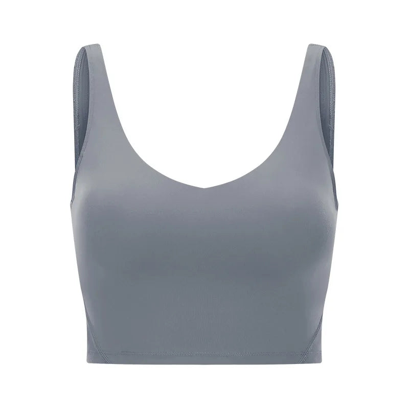 V Neck Built-in Bra Sports Yoga Top Slim-fit Vest with Quick Dry Casual Fitness Workout for Women Tank Top Wear