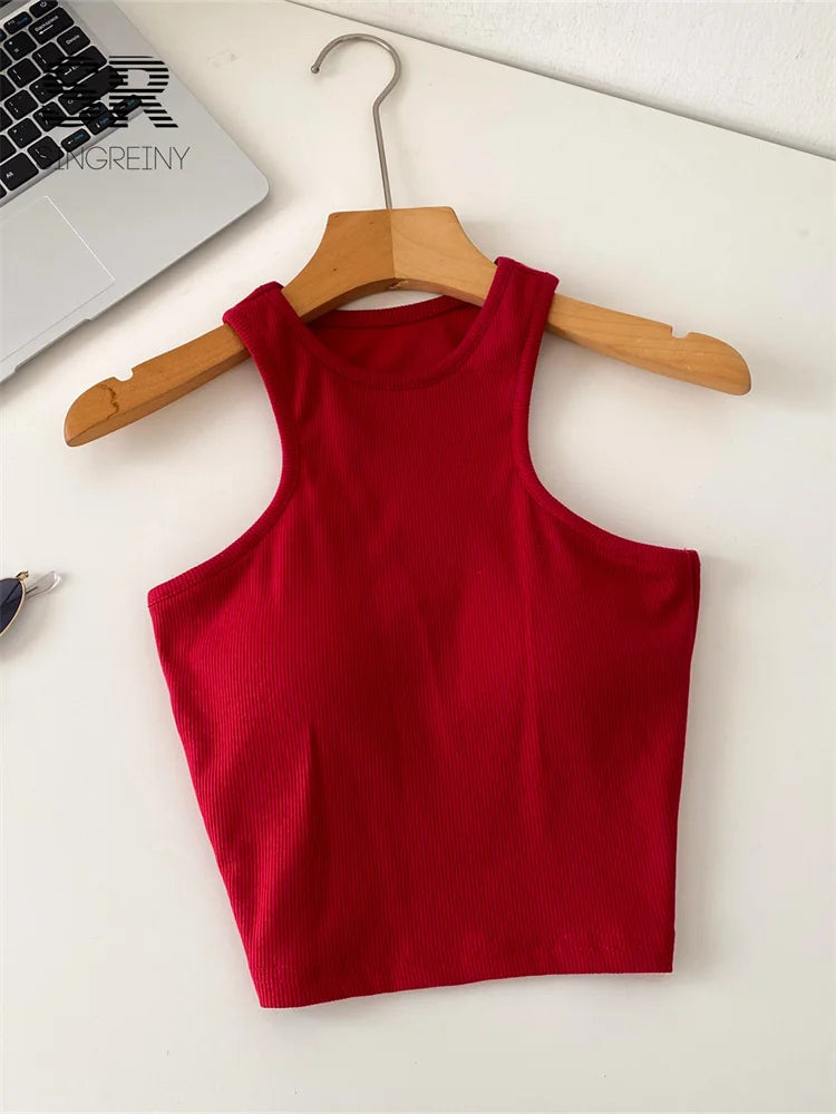 SINGREINY Candy Colors Hotsweet Top Women Bodycon Solid Spicy Girl Ins Tank Top Summer Sleeveless Versatile Basics Sexy Camisole