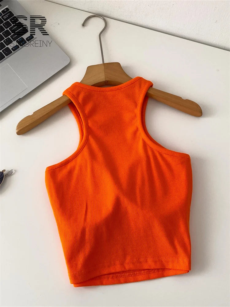 SINGREINY Candy Colors Hotsweet Top Women Bodycon Solid Spicy Girl Ins Tank Top Summer Sleeveless Versatile Basics Sexy Camisole