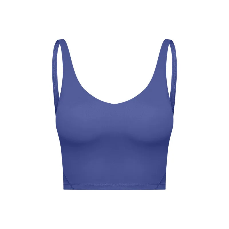 V Neck Built-in Bra Sports Yoga Top Slim-fit Vest with Quick Dry Casual Fitness Workout for Women Tank Top Wear