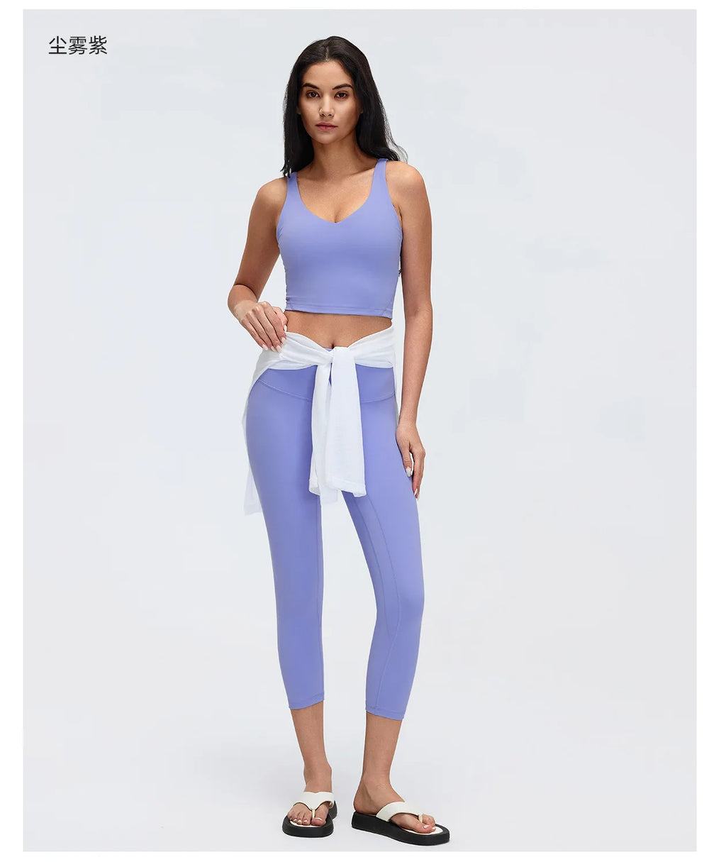 V Neck Built-in Bra Sports Yoga Top Slim-fit Vest with Quick Dry Casual Fitness Workout for Women Tank Top Wear