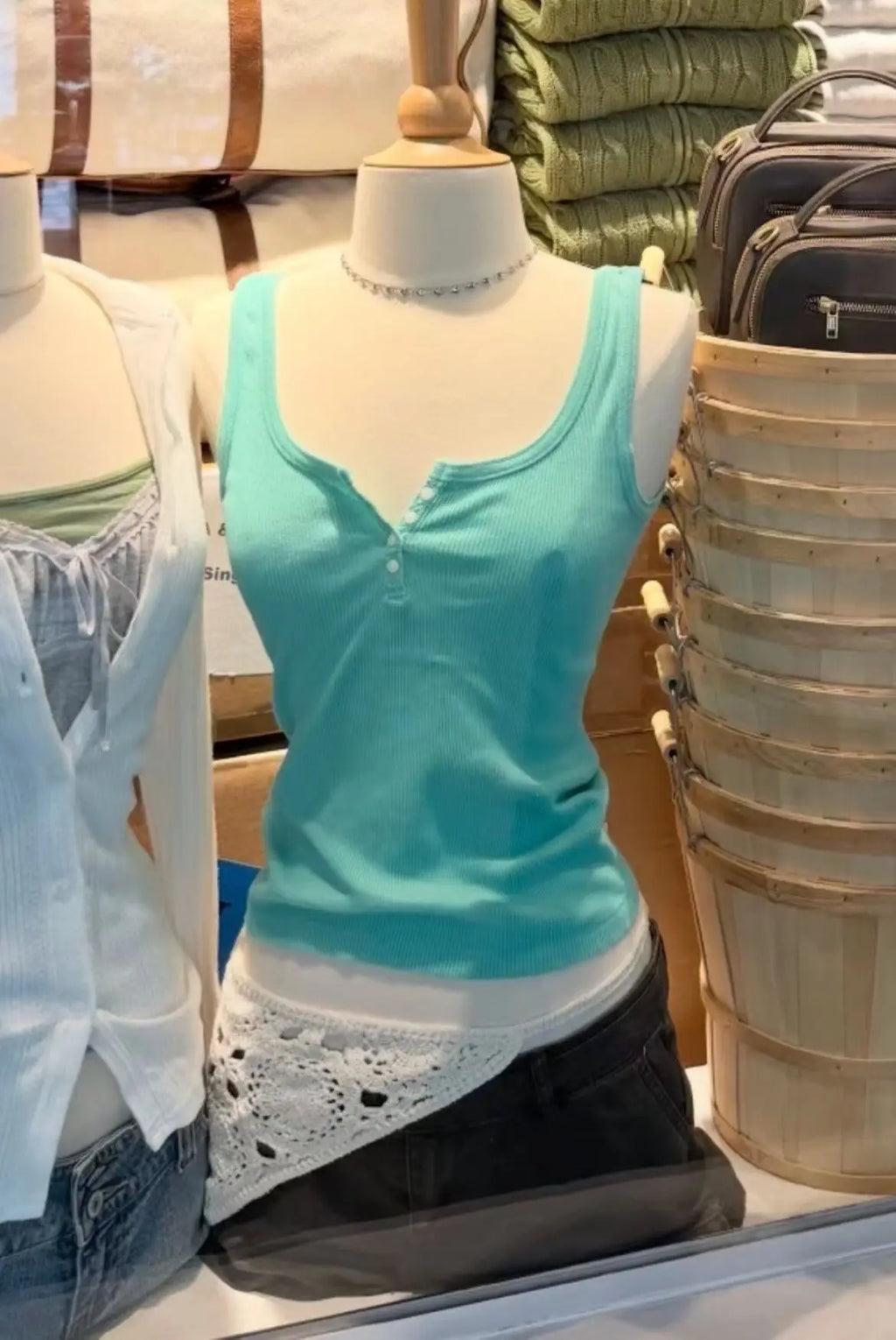Ribbed Button Tank Tops Women Summer Casual Streetwear Slim Cotton Sleeveless Vests Female Vintage Simple Basic Vest Y2K