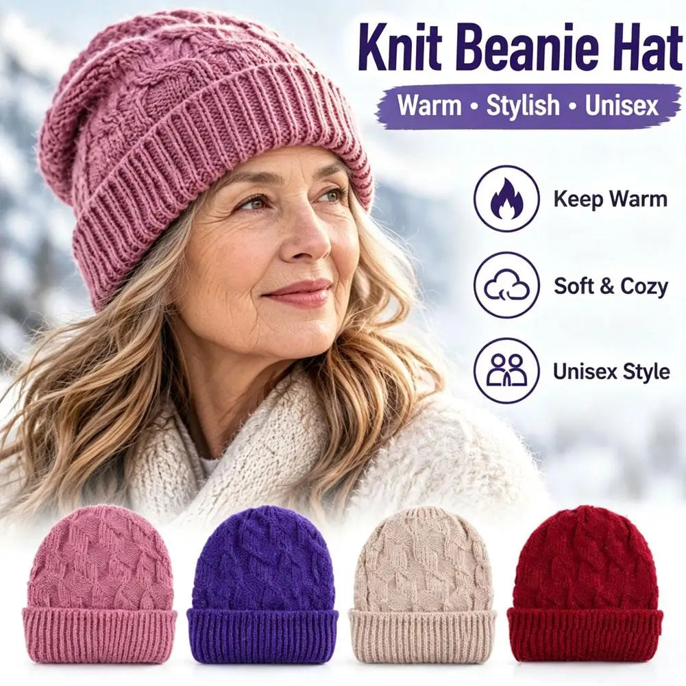 Fashion Winter Warm Hats for Women Casual Stacking Knitted Bonnet Caps Men Hats Solid Color Hip Hop Unisex Female Beanies