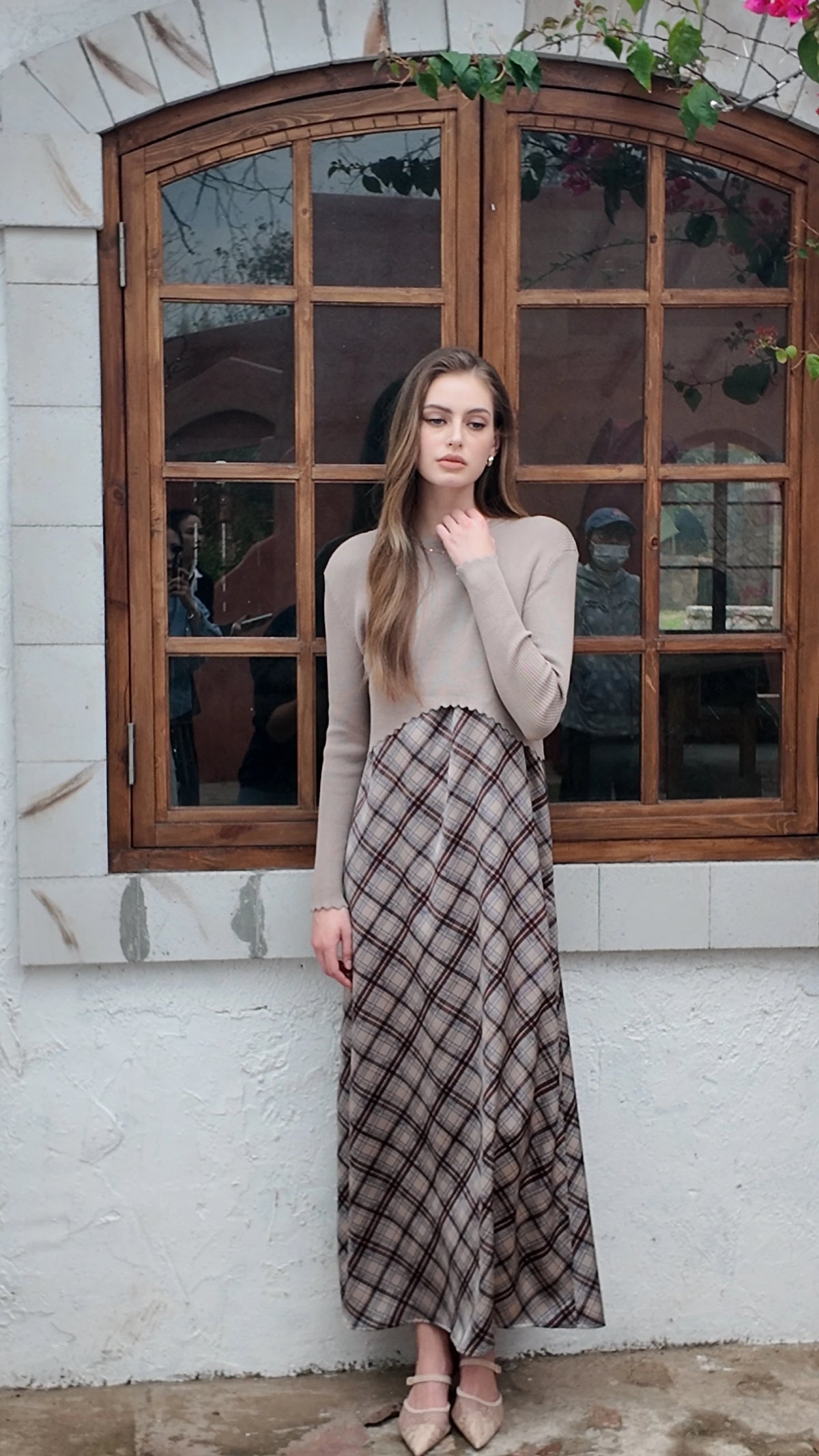 AS SS26 Luxe elegance slip satin dress + knitted top woman clothing set adjustable maxi floor length