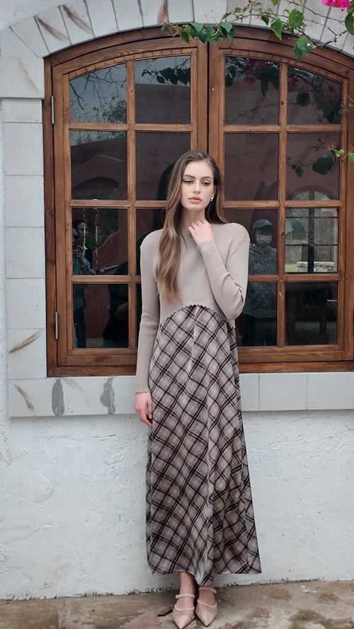 AS SS26 Luxe elegance slip satin dress + knitted top woman clothing set adjustable maxi floor length