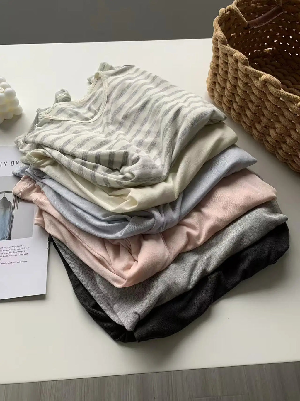 2026 Women Long Sleeve Thin T Shirts O-Neck Model Wool Slik Blending Tees Summer Pink Tops For Women Clothes