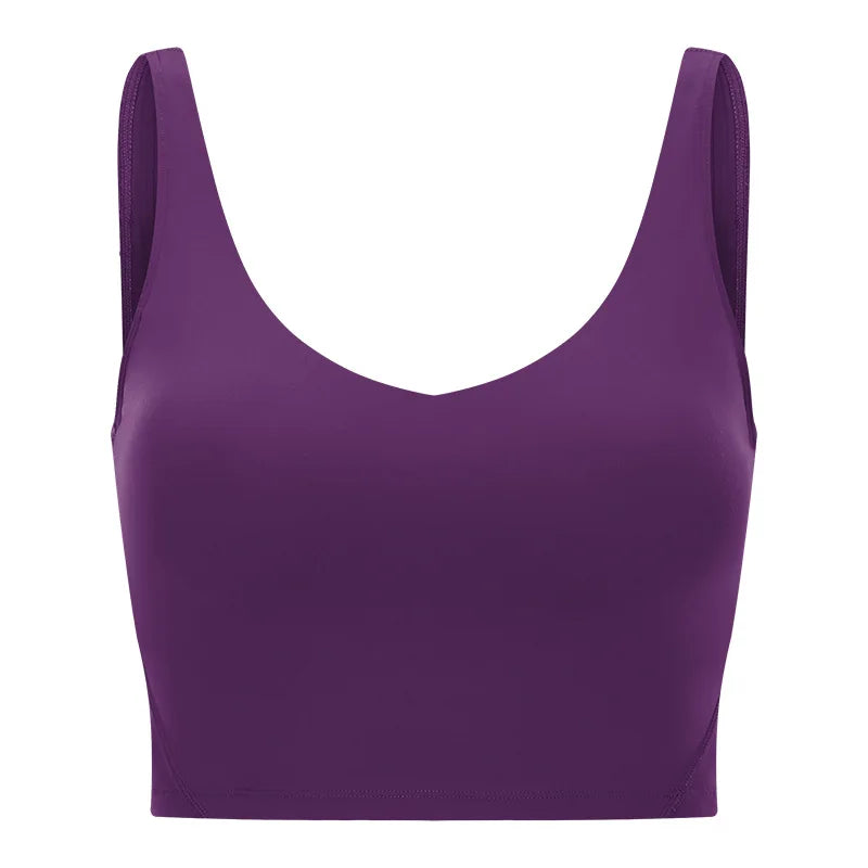 V Neck Built-in Bra Sports Yoga Top Slim-fit Vest with Quick Dry Casual Fitness Workout for Women Tank Top Wear