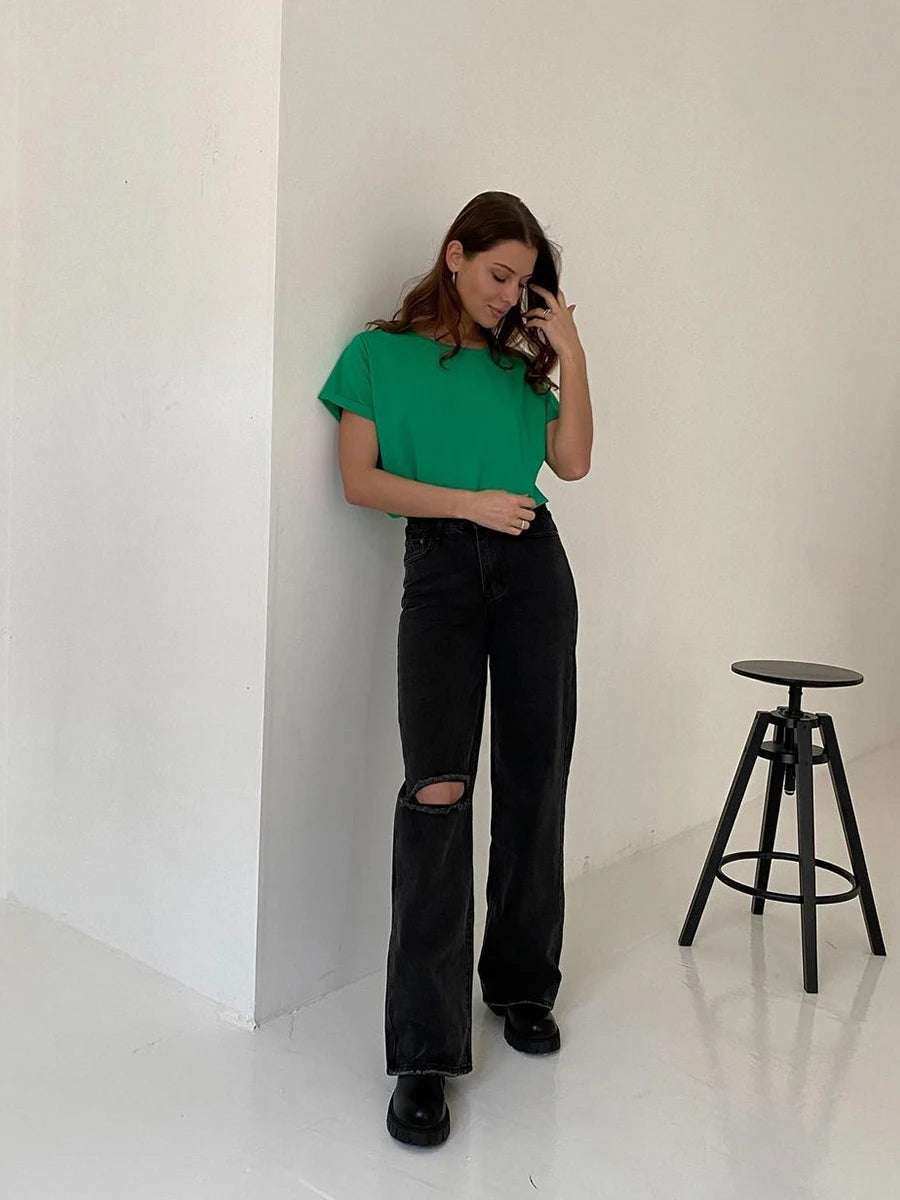 Hirsionsan 100% Cotton T Shirt Women 2024 Summer New  Basic Elegant Tee Casual Loose Tshirt Chic O Neck Female Couple Tops M-3XL