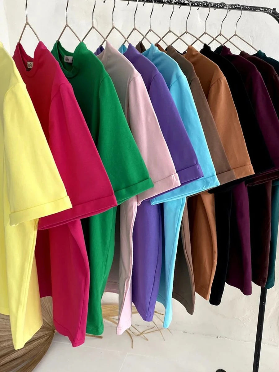Hirsionsan 100% Cotton T Shirt Women 2024 Summer New  Basic Elegant Tee Casual Loose Tshirt Chic O Neck Female Couple Tops M-3XL