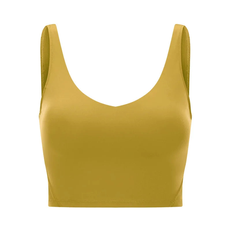 V Neck Built-in Bra Sports Yoga Top Slim-fit Vest with Quick Dry Casual Fitness Workout for Women Tank Top Wear