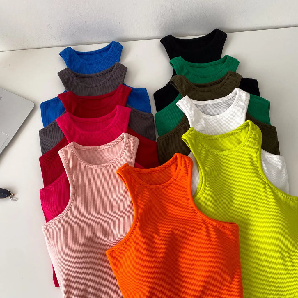 SINGREINY Candy Colors Hotsweet Top Women Bodycon Solid Spicy Girl Ins Tank Top Summer Sleeveless Versatile Basics Sexy Camisole