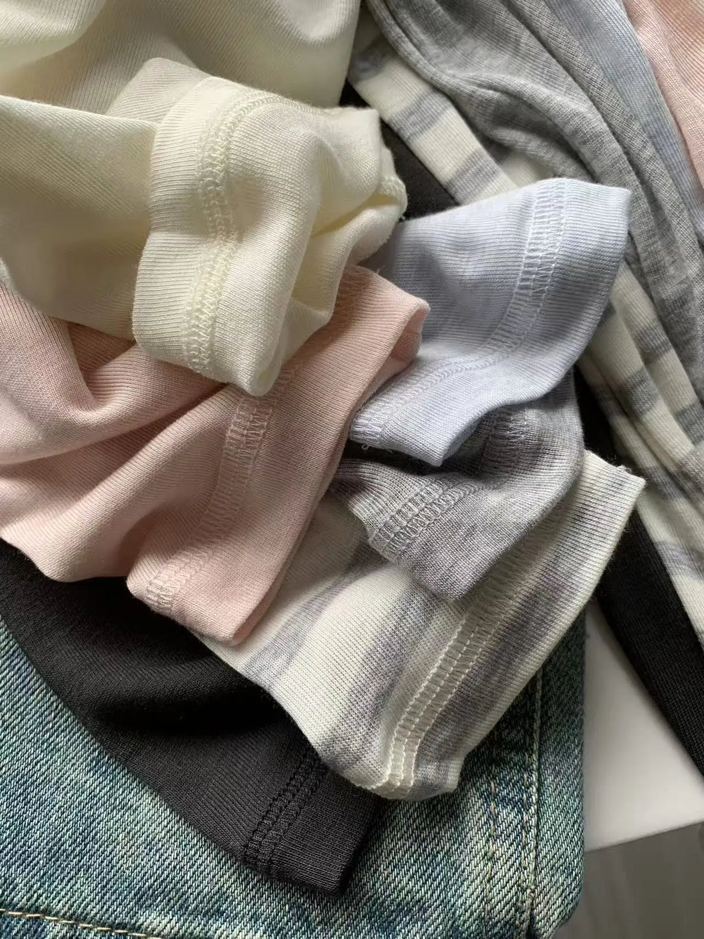 2026 Women Long Sleeve Thin T Shirts O-Neck Model Wool Slik Blending Tees Summer Pink Tops For Women Clothes