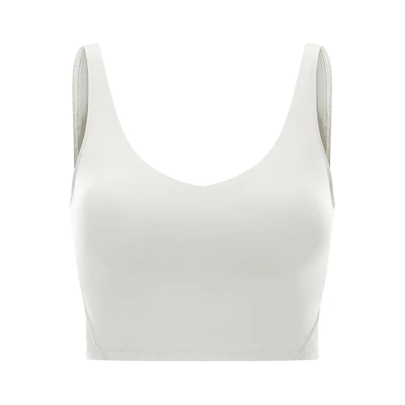 V Neck Built-in Bra Sports Yoga Top Slim-fit Vest with Quick Dry Casual Fitness Workout for Women Tank Top Wear