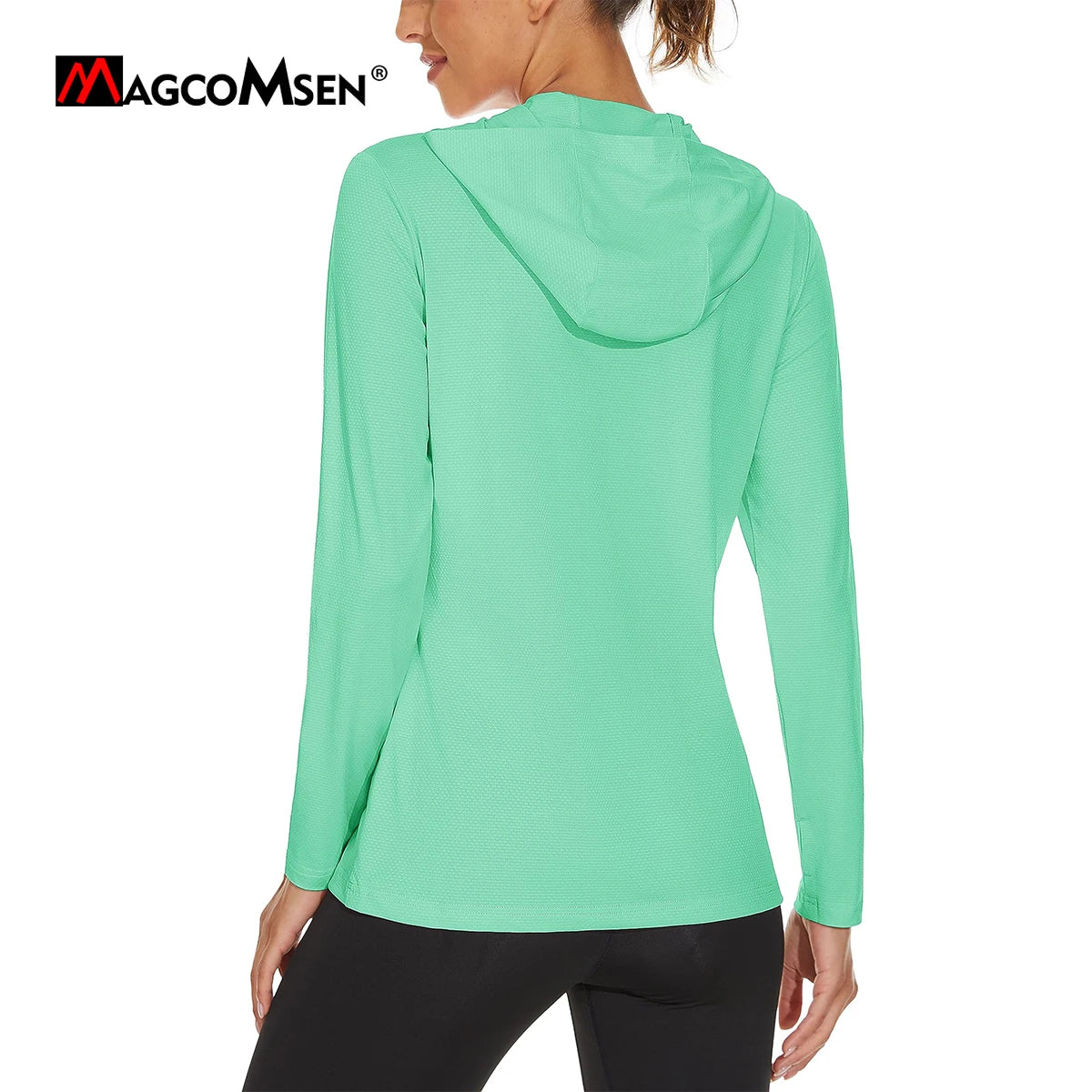 MAGCOMSEN Women's Trekking T-Shirt UPF 50+ UV Protection Sportswear Quick Drying Long Sleeve Summer Hoodie Shirt with Thumb Hole
