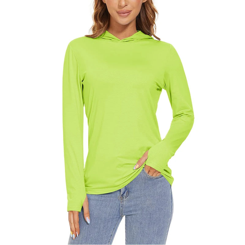 MAGCOMSEN Women's Trekking T-Shirt UPF 50+ UV Protection Sportswear Quick Drying Long Sleeve Summer Hoodie Shirt with Thumb Hole