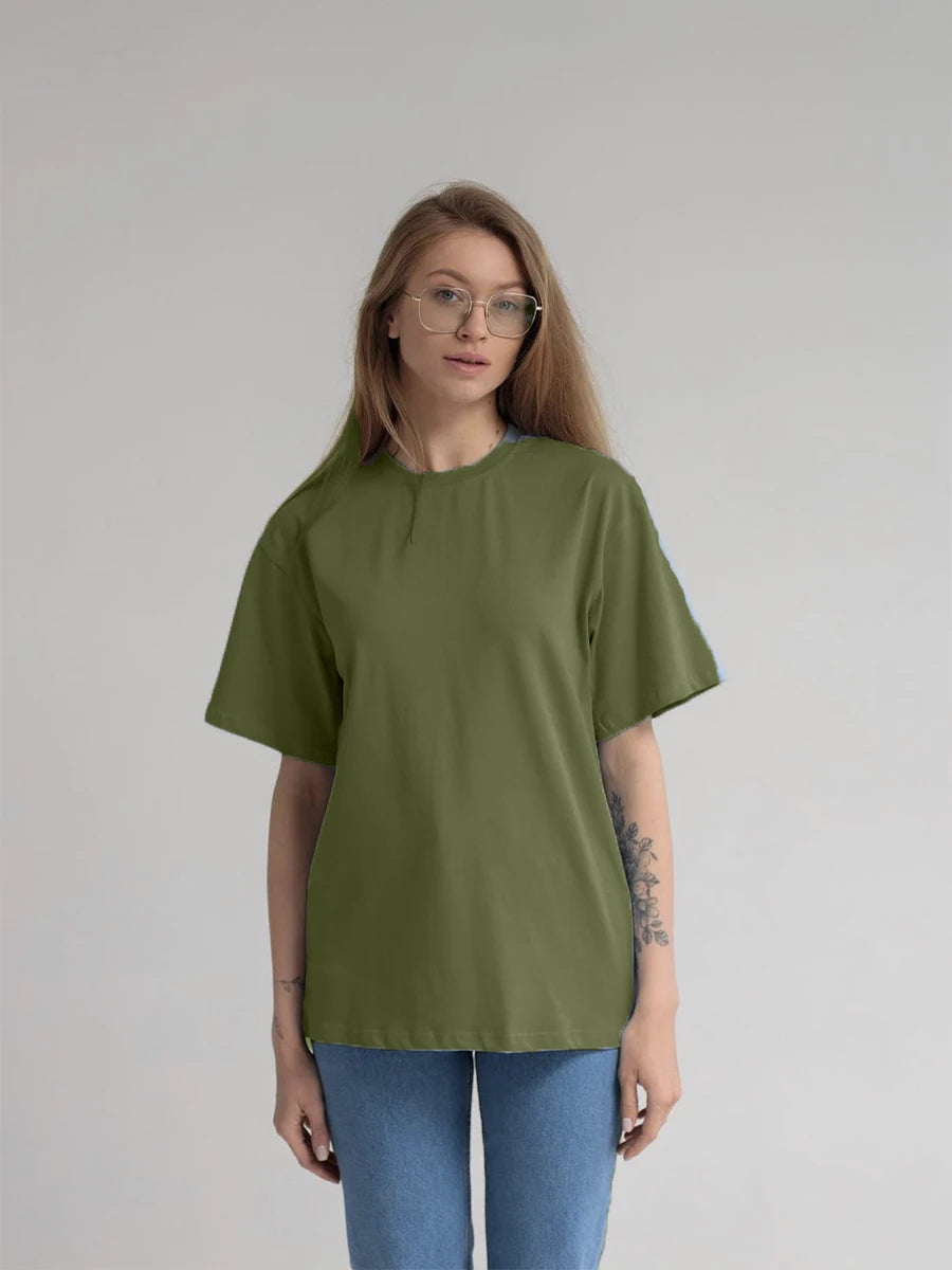 Hirsionsan 100% Cotton T Shirt Women 2024 Summer New  Basic Elegant Tee Casual Loose Tshirt Chic O Neck Female Couple Tops M-3XL