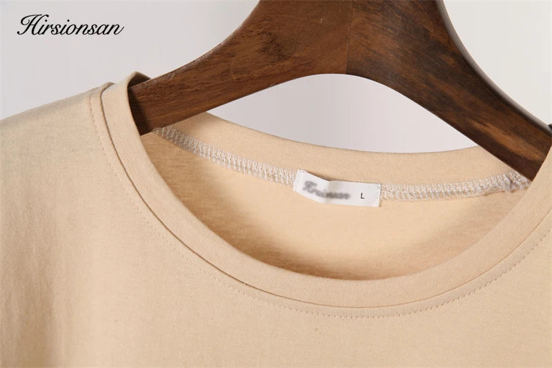 Hirsionsan 100% Cotton T Shirt Women 2024 Summer New  Basic Elegant Tee Casual Loose Tshirt Chic O Neck Female Couple Tops M-3XL