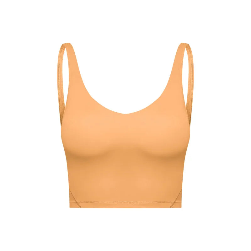 V Neck Built-in Bra Sports Yoga Top Slim-fit Vest with Quick Dry Casual Fitness Workout for Women Tank Top Wear