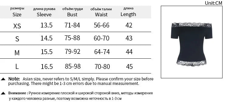 Sexy Slash Neck Off Shoulder Lace Tops Y2k Simple Fashion Women's Tee Shirts Short Sleeve Casual T-Shirts Trendy Tshirts