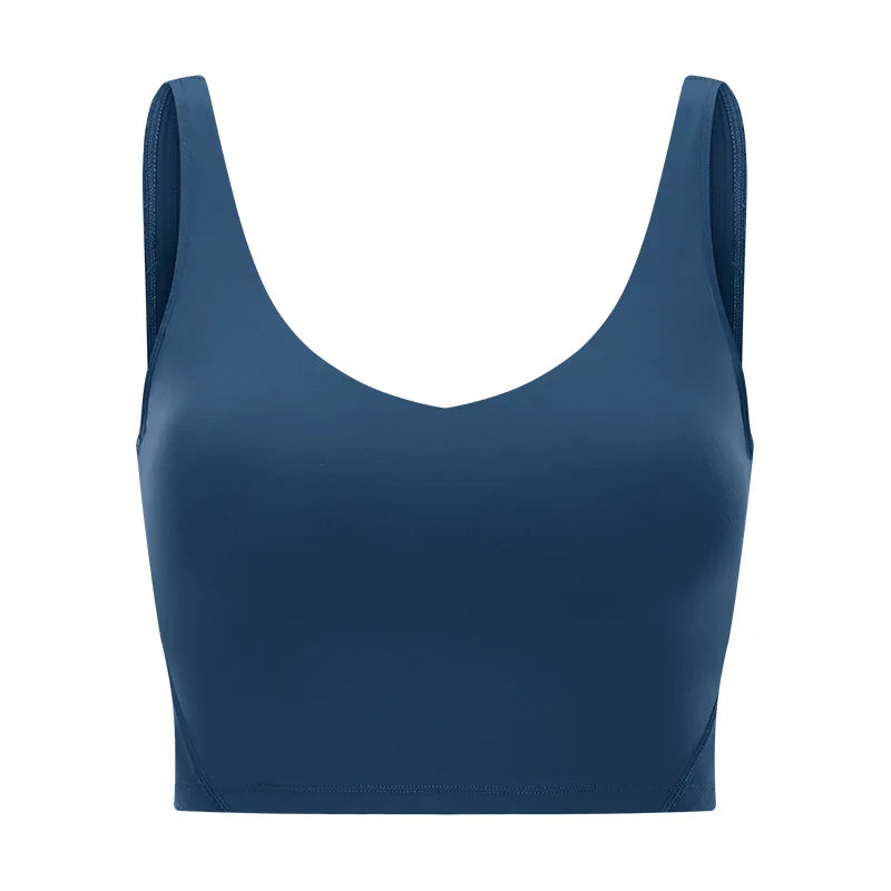 V Neck Built-in Bra Sports Yoga Top Slim-fit Vest with Quick Dry Casual Fitness Workout for Women Tank Top Wear