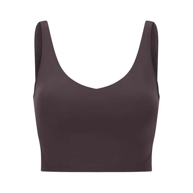 V Neck Built-in Bra Sports Yoga Top Slim-fit Vest with Quick Dry Casual Fitness Workout for Women Tank Top Wear