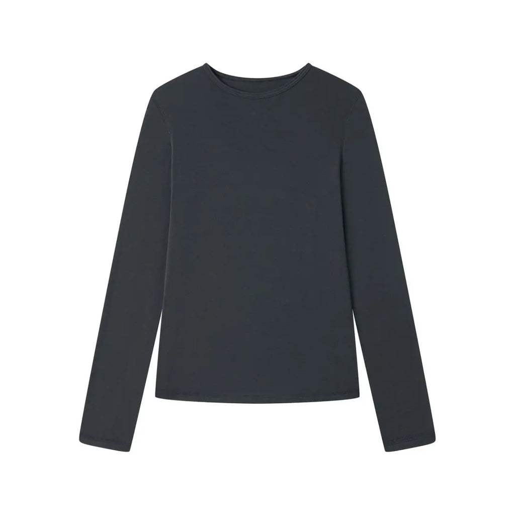 2026 Women Long Sleeve Thin T Shirts O-Neck Model Wool Slik Blending Tees Summer Pink Tops For Women Clothes