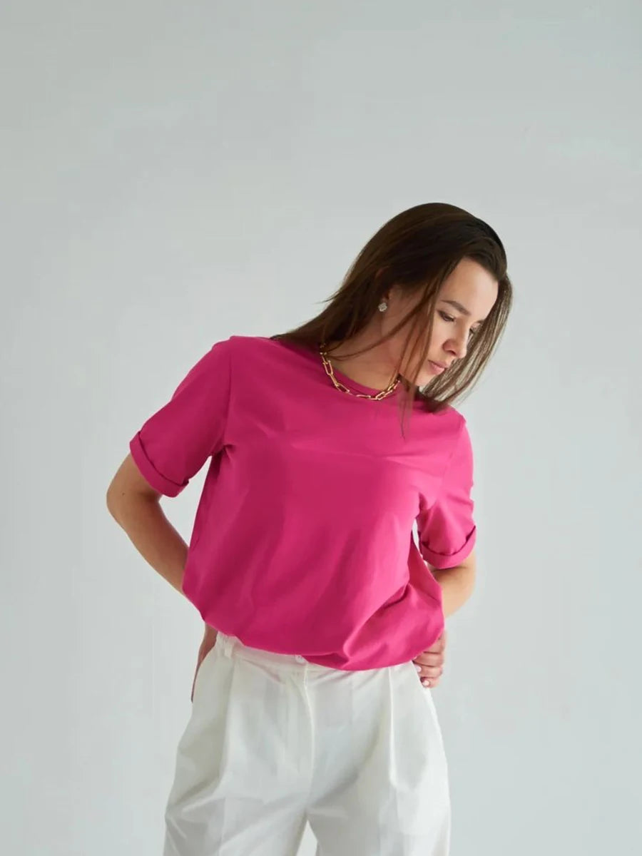 Hirsionsan 100% Cotton T Shirt Women 2024 Summer New  Basic Elegant Tee Casual Loose Tshirt Chic O Neck Female Couple Tops M-3XL