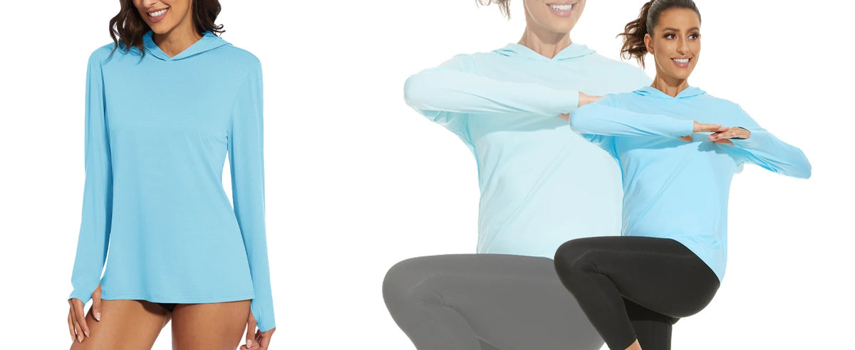 MAGCOMSEN Women's Trekking T-Shirt UPF 50+ UV Protection Sportswear Quick Drying Long Sleeve Summer Hoodie Shirt with Thumb Hole