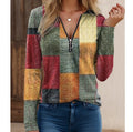 Spring Autumn Blouse Shirts Women Zipper V-Neck Comfortable  Shirts Loose Long Sleeve Tops Fashion Female Tee Street Clothes
