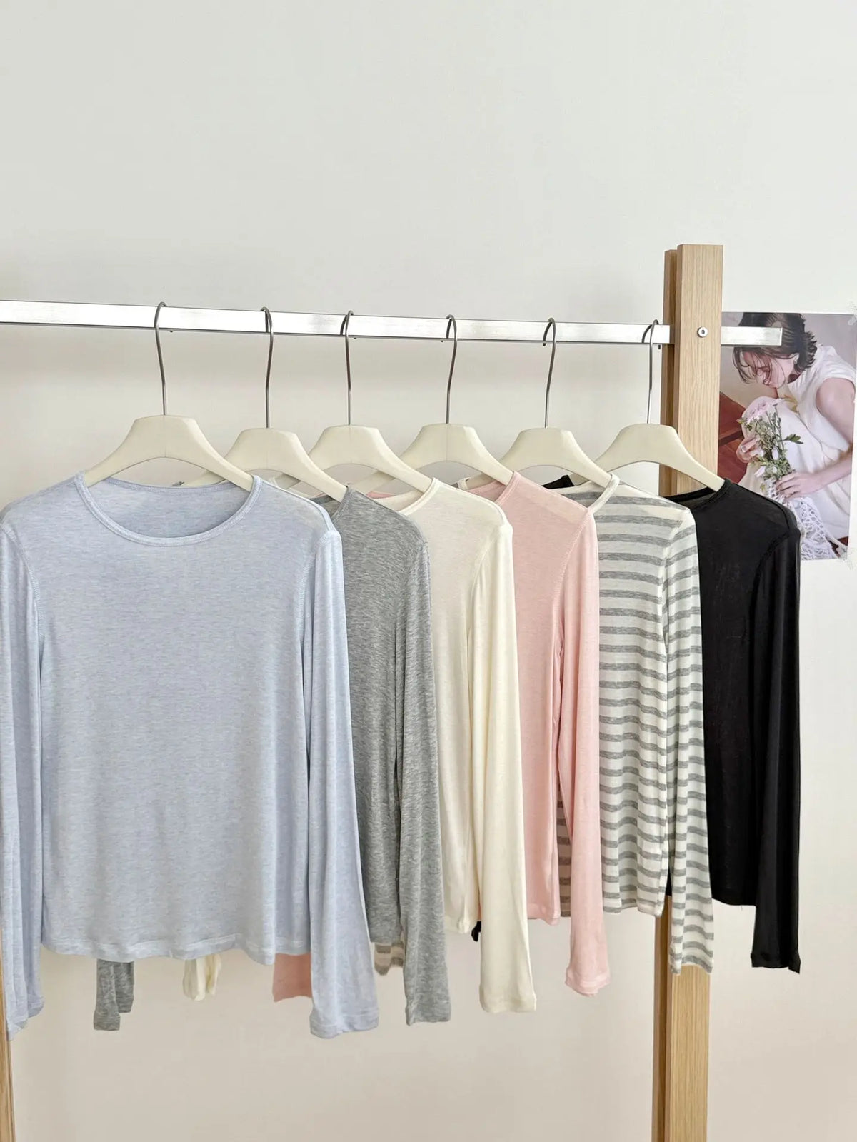 2026 Women Long Sleeve Thin T Shirts O-Neck Model Wool Slik Blending Tees Summer Pink Tops For Women Clothes