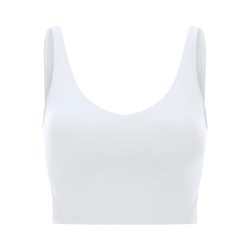V Neck Built-in Bra Sports Yoga Top Slim-fit Vest with Quick Dry Casual Fitness Workout for Women Tank Top Wear
