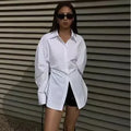 Women's White Slim Fit Long Sleeve Shirt Chic Waist-Cinching Blouse Korean Style Trendy Elegant Tops Spring Autumn New Arrivals