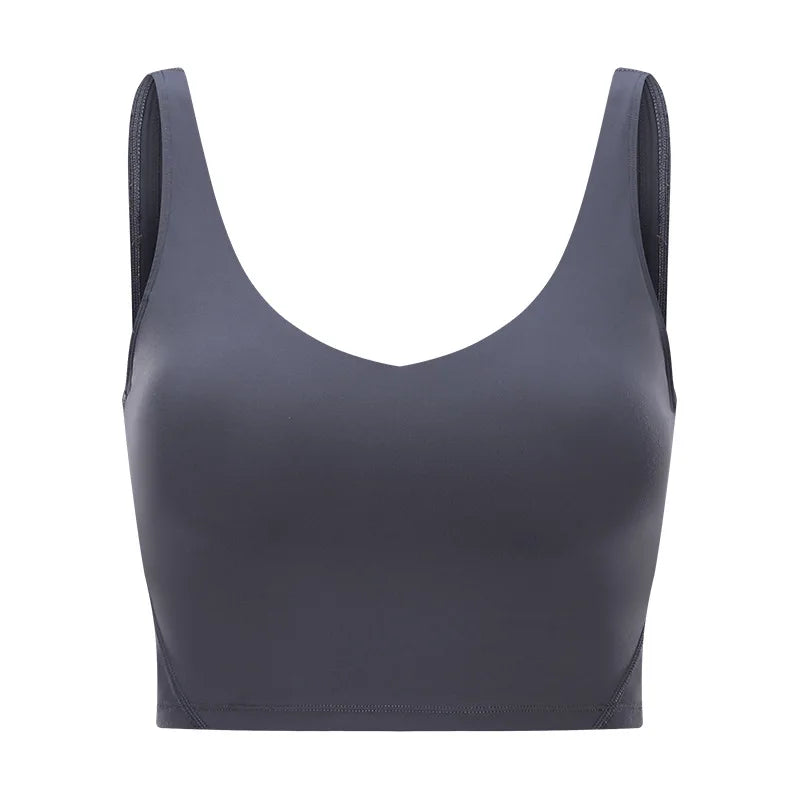 V Neck Built-in Bra Sports Yoga Top Slim-fit Vest with Quick Dry Casual Fitness Workout for Women Tank Top Wear