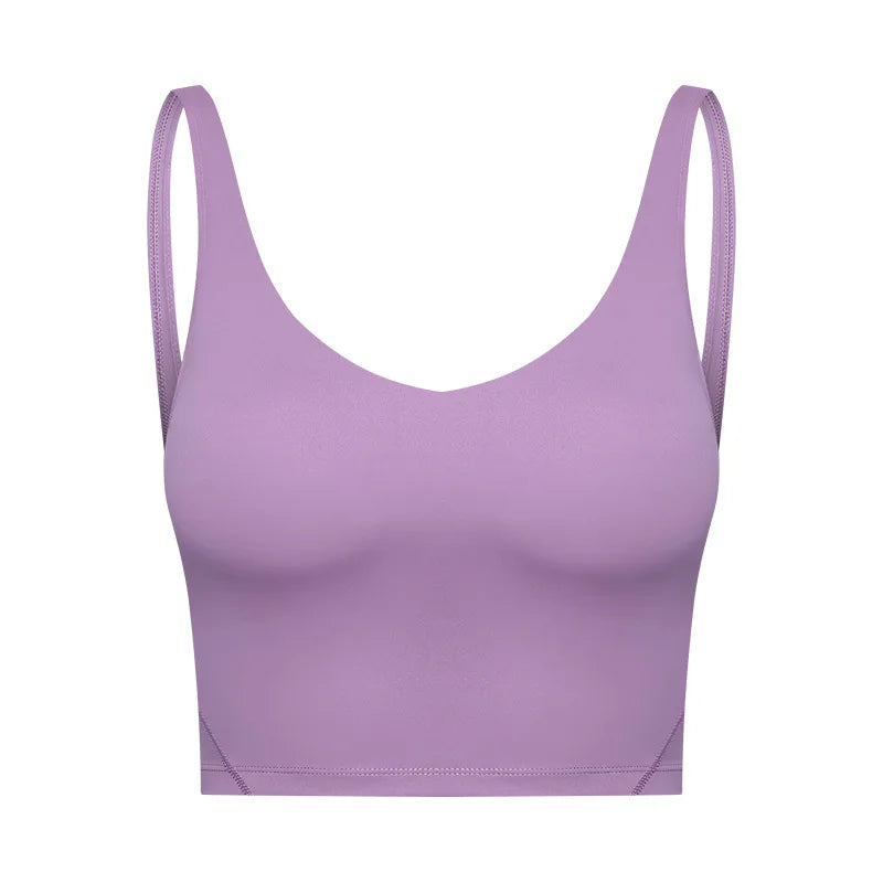 V Neck Built-in Bra Sports Yoga Top Slim-fit Vest with Quick Dry Casual Fitness Workout for Women Tank Top Wear
