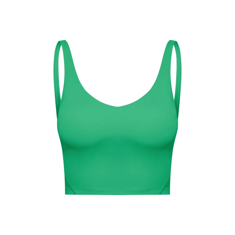 V Neck Built-in Bra Sports Yoga Top Slim-fit Vest with Quick Dry Casual Fitness Workout for Women Tank Top Wear