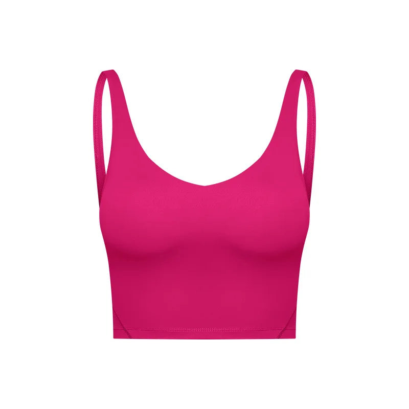 V Neck Built-in Bra Sports Yoga Top Slim-fit Vest with Quick Dry Casual Fitness Workout for Women Tank Top Wear