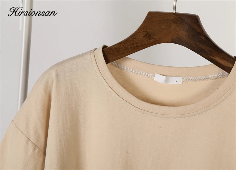 Hirsionsan 100% Cotton T Shirt Women 2024 Summer New  Basic Elegant Tee Casual Loose Tshirt Chic O Neck Female Couple Tops M-3XL