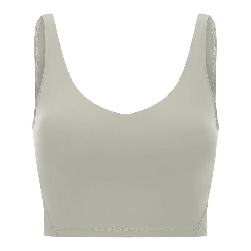 V Neck Built-in Bra Sports Yoga Top Slim-fit Vest with Quick Dry Casual Fitness Workout for Women Tank Top Wear