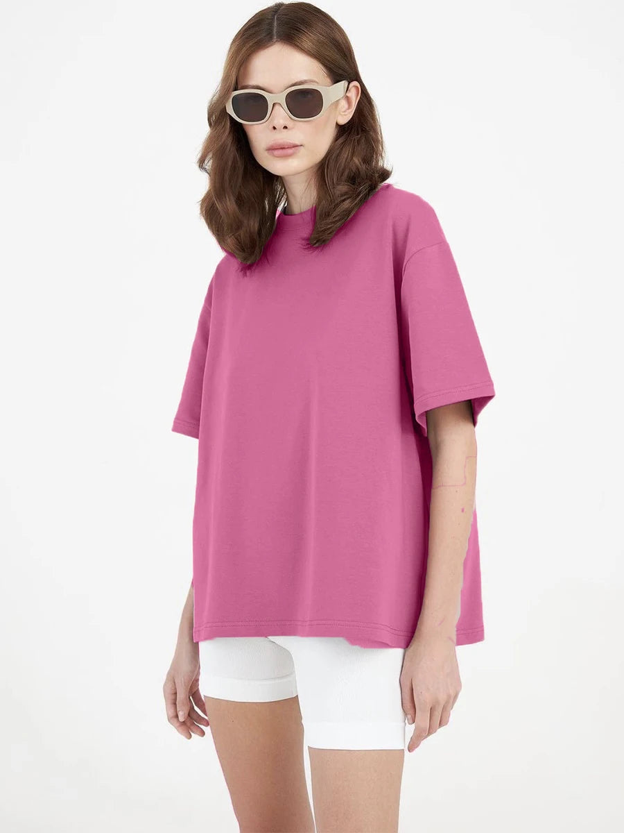 Hirsionsan 100% Cotton T Shirt Women 2024 Summer New  Basic Elegant Tee Casual Loose Tshirt Chic O Neck Female Couple Tops M-3XL