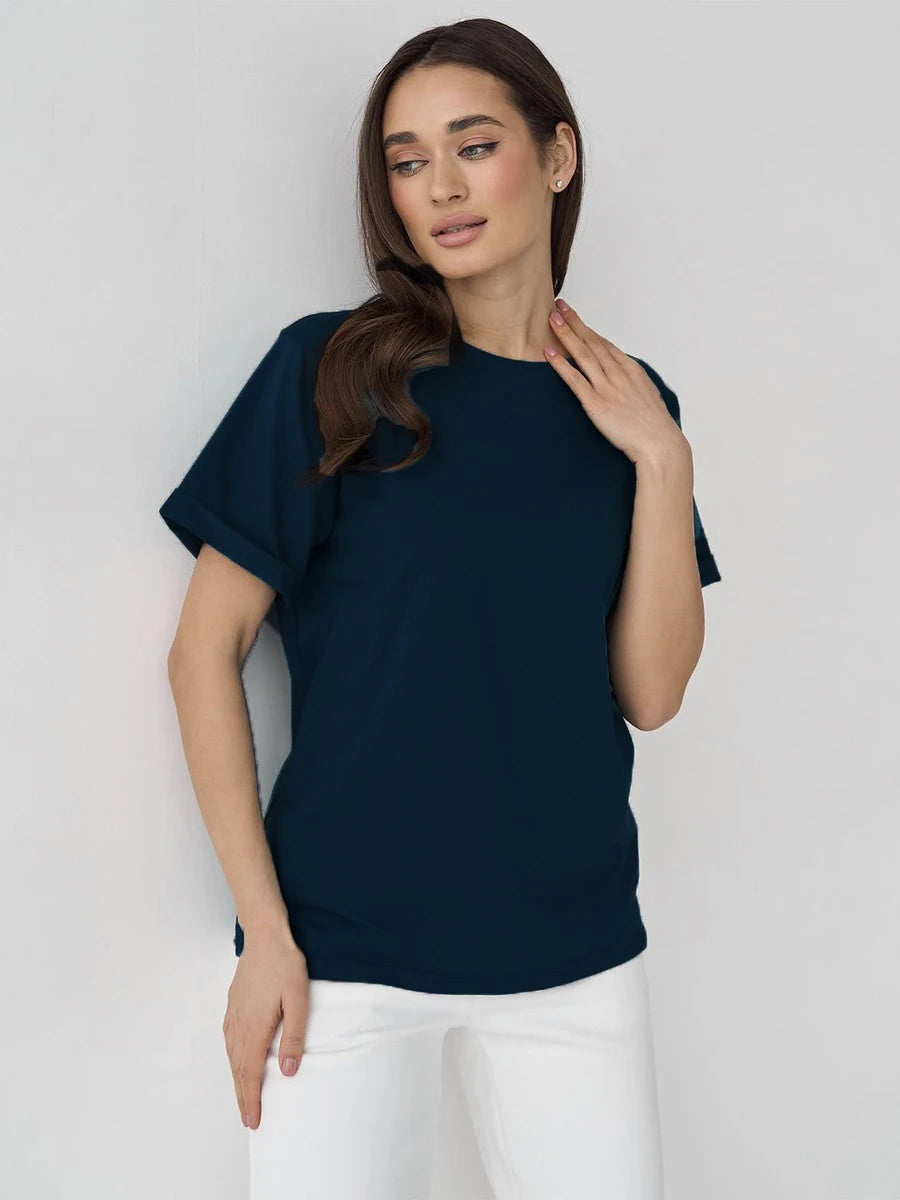 Hirsionsan 100% Cotton T Shirt Women 2024 Summer New  Basic Elegant Tee Casual Loose Tshirt Chic O Neck Female Couple Tops M-3XL