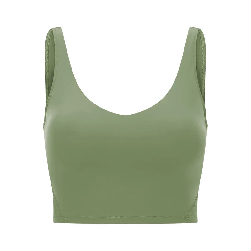 V Neck Built-in Bra Sports Yoga Top Slim-fit Vest with Quick Dry Casual Fitness Workout for Women Tank Top Wear